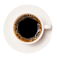 Uma xícara de café fotografada de cima